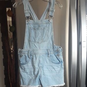 Light Blue Denim Shorts Overalls